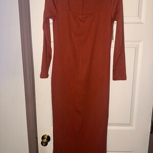 Old Navy by Gap Rust Long Bodycon Square Neck Dress Size Large